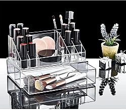 Kunststoff-Organizer für Kosmetik mit einer Schublade 22,5 x 12,5 x 13,8 cm transparent (ohne Inhalt) - BoxUp — Bild N3