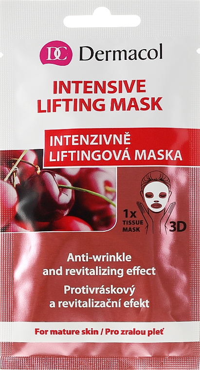 Anti-Falten Tuchmaske mit Süßkirschenextrakt - Dermacol 3D Inzensive Lifting Mask — Bild N1
