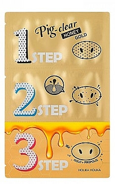 Porenreinigung in 3 Schritten mit Gold und Honig - Holika Holika Pig Nose Clear Black Head 3-Step Kit Honey Gold