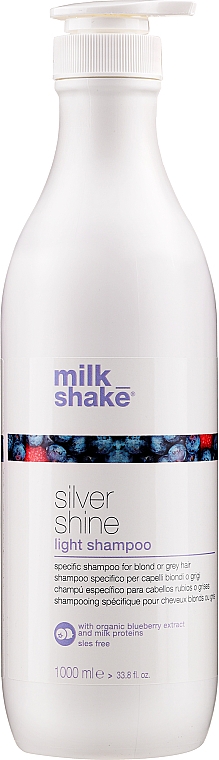 Shampoo für blondes und graues Haar mit Bio-Blaubeerextrakt und Milchproteinen - Milk Shake Silver Shine Light Shampoo — Bild N2