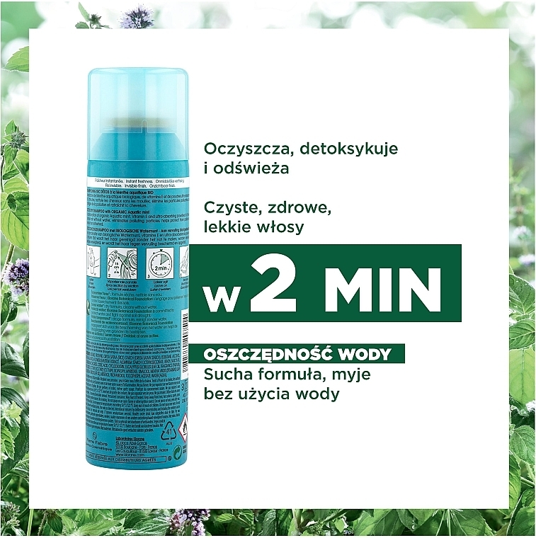 Detox-Trockenshampoo mit Wasserminze - Klorane Aquatic Mint Detox Dry Shampoo — Bild N4