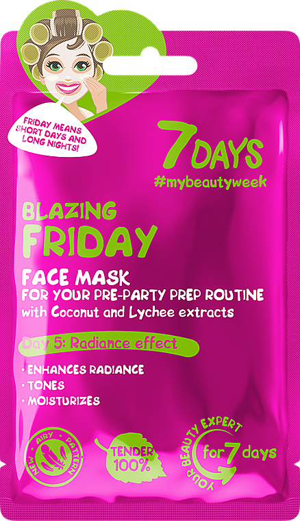 Feuchigkeitsspendende Gesichtsmaske mit Kokosnuss- und Litschi-Extrakt - 7 Days Blazing Friday — Bild N1