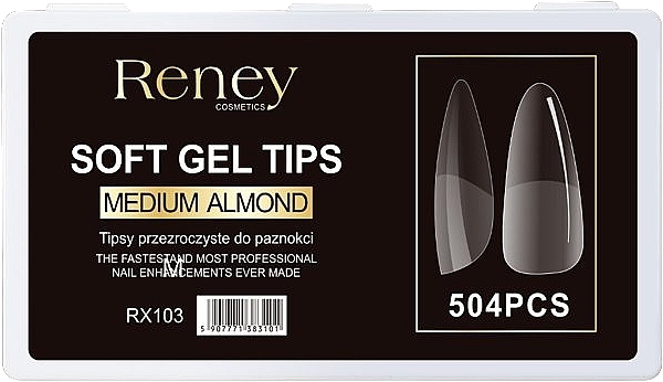 Falsche Nagelspitzen Acryl transparent 504 St. - Reney Cosmetics Soft Gel Tips Medium Almond RX-103 — Bild N1