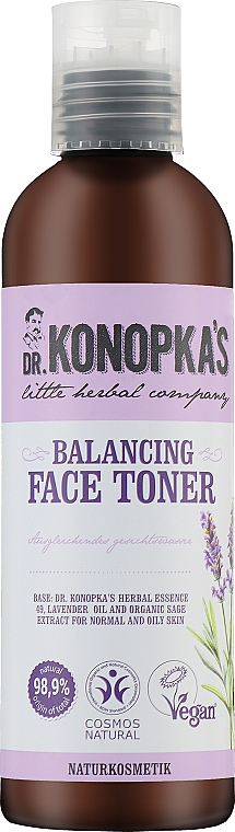 Ausgleichendes und beruhigendes Gesichtstonikum für normale und fettige Haut mit Lavendel- und Salbeiextrakt - Dr. Konopka's Face Balancing Toner