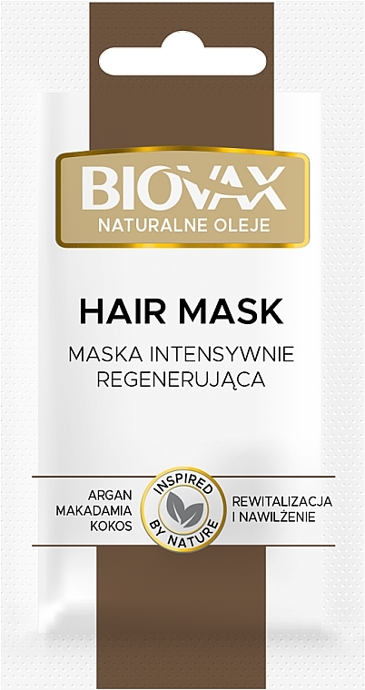 Haarmaske mit Kokos und Argan - Biovax Natural Hair Mask Intensive Regenerat Travel Size — Bild N1