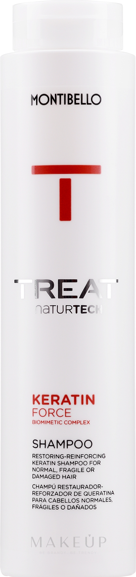 Revitalisierendes Shampoo für normales, geschwächtes oder strapaziertes Haar mit Keratin - Montibello Treat NaturTech Keratin Force Shampoo — Bild 300 ml