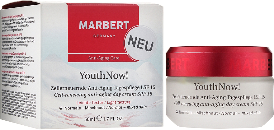 Zellerneuernde Anti-Aging Tagespflege mit LSF 15 - Marbert YouthNow! Cell-Renewing Anti-Aging Day Care SPF 15 — Bild N2