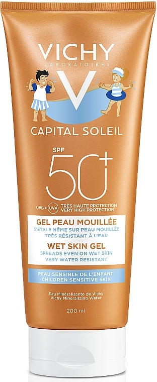 Wasserfestes Sonnenschutzgel für Gesicht und Körper für empfindliche Kinderhaut SPF 50+ - Vichy Capital Soleil Wet Skin Gel — Bild N1