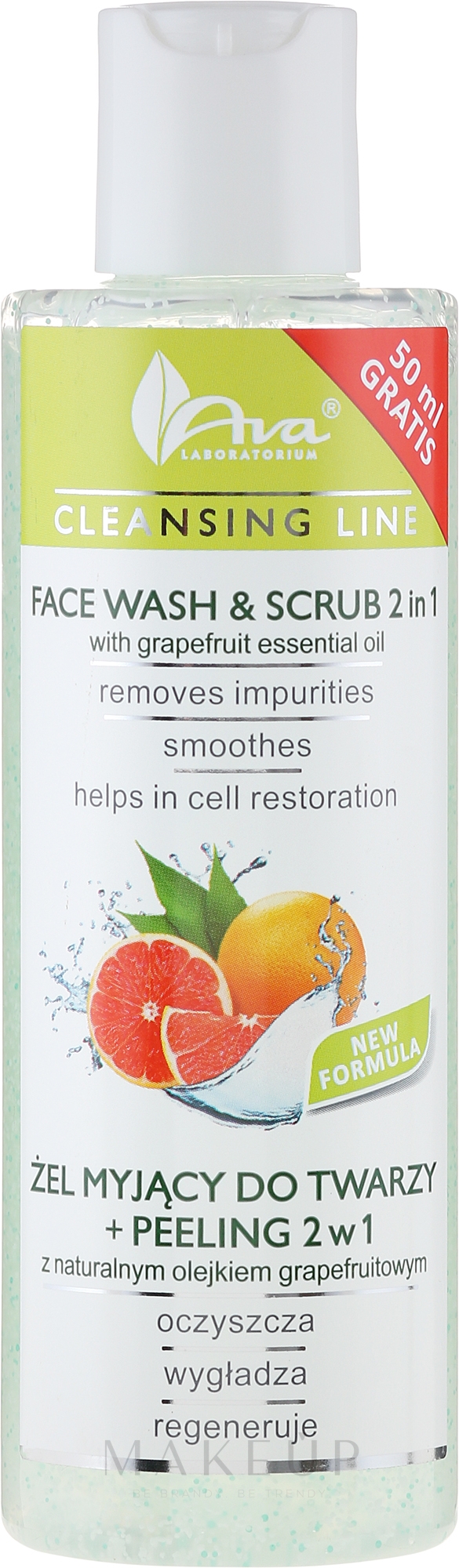 2in1 Gesichtswaschgel & Peeling mit ätherischem Grapefruitöl - Ava Laboratorium Cleansing Line Face Wash & Scrub 2 In 1 With Grapefruit Essential Oil — Bild 200 ml