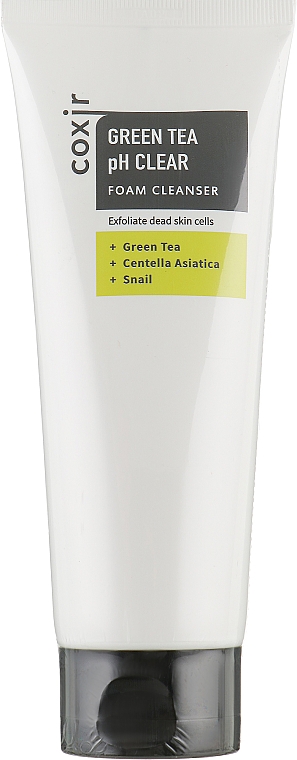 Exfolierender Gesichtsreinigungsschaum mit grünem Tee, indischem Wassernabel und Schneckenschleim - Coxir Green Tea pH Clear Foam Cleanser — Bild N1