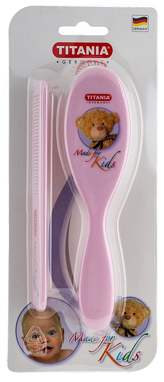 Haarset für Babys und Kinder - Titania (Haarbürste rosa und Haarkamm rosa)