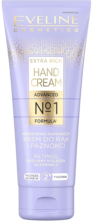 Intensiv revitalisierende Hand- und Nagelcreme - Eveline Cosmetics Advanced №1 Formula Extra Rich Hand Cream  — Bild N1