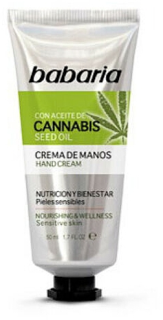 Pflegende Handcreme mit Hanfsamenöl für empfindliche Haut - Babaria Cannabis Hand Cream — Bild N1