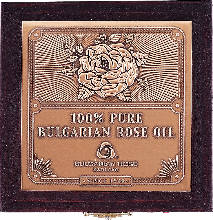 Bulgarisches Rosenöl in einer Holzkiste - Bulgarian Rose Oil — Bild N3