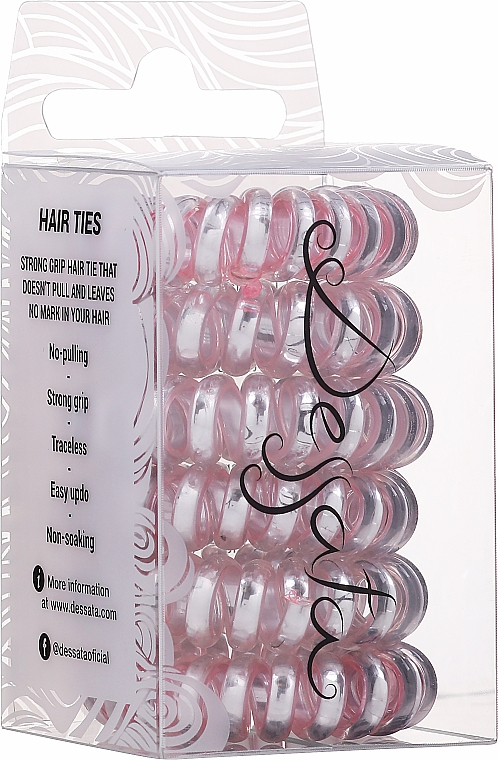 Spiral-Haargummis rosa-silber 6 St. - Dessata Hair Ties — Bild N1