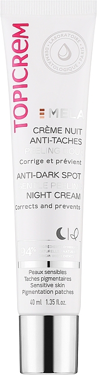 Nachtpeeling für das Gesicht - Topicrem Mela Anti-Dark Spot Gentle Peeling Night Cream — Bild N1