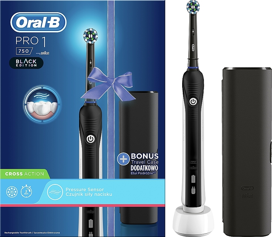 Elektrische Zahnbürste mit schwarzem Etui - Oral-B Pro 750 Cross Action Black — Bild N2