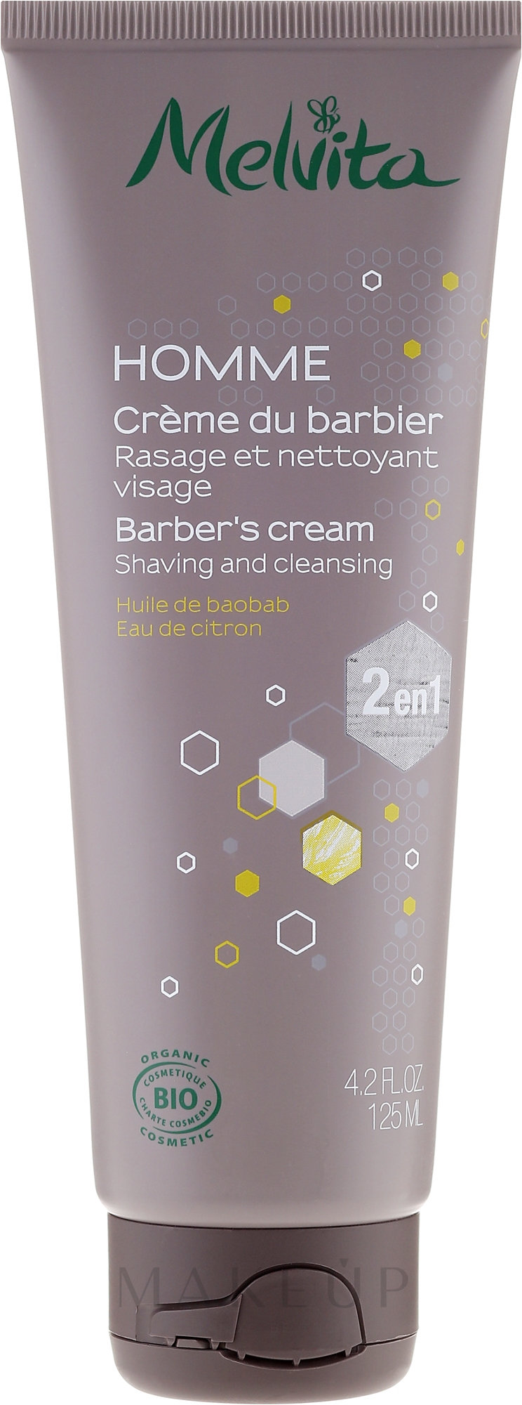 2in1 Reinigende Rasiercreme - Melvita Homme Shaving & Cleansing Cream 2in1 — Bild 125 ml