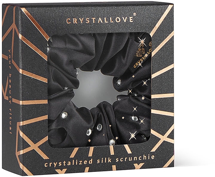 Haargummi aus Seide mit Kristallen schwarz - Crystallove Crystalized Silk Scrunchie Black — Bild N2