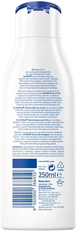 Körperlotion Die Freuden des Lebens - Nivea Body Lotion Joy Of Life Rose And Jasmin Milk Scent Limited Edition — Bild N2