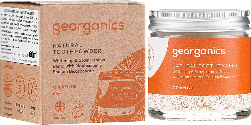 Aufhellendes natürliches Zahnpulver mit Orangengeschmack - Georganics Red Mandarin Natural Toothpowder — Bild N1