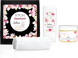 Düfte, Parfümerie und Kosmetik Körperpflegeset - Ryor Sakura Box (Duschgel 200ml + Peeling 325ml + Handtuch)
