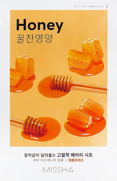 Nährende Gesichtsmaske mit Honig-Extrakt - Missha Airy Fit Sheet Mask Honey — Bild N1