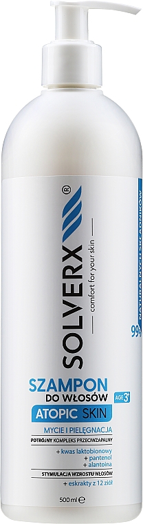 Shampoo mit Panthenol, Allantoin und Milchsäure für atopische Haut - Solverx Atopic Skin Shampoo — Bild N3