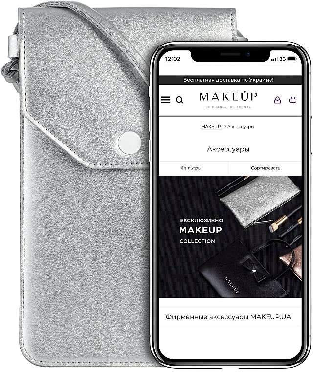 Handytasche zum Umhängen Cross Silber - Makeup Phone Case Crossbody Silver