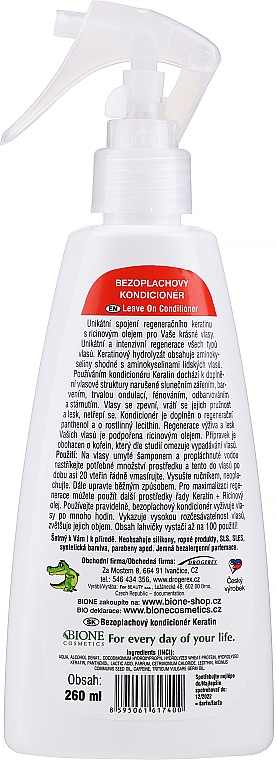 Regenerierende Haarspülung mit Keratin und Rizinusöl - Bione Cosmetics Keratin + Ricinovy Oil — Bild N2