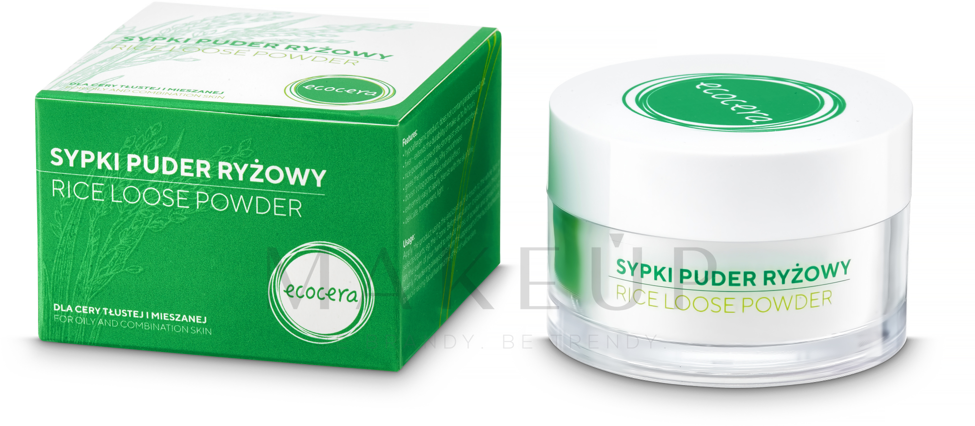 Mattierender Reispuder für das Gesicht - Ecocera Rice Face Powder — Bild 15 g