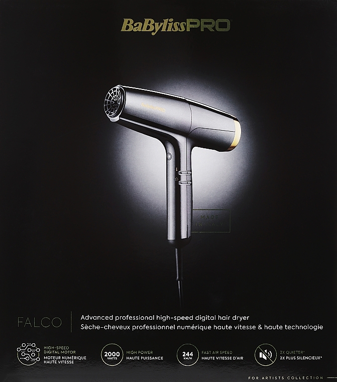 Haartrockner - BaByliss Pro Falco Grey&Gold BAB8550E — Bild N2