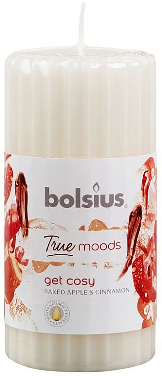 Duft-Stumpenkerze Bratapfel & Zimt geriffelt - Bolsius True Moods Collection Get Cosy Candle 120 mm x Ø58 mm