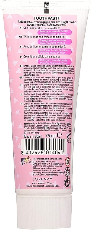Kinderzahnpasta mit Erdbeergeschmack - Lorenay LOL Surprise Toothpaste — Bild N2