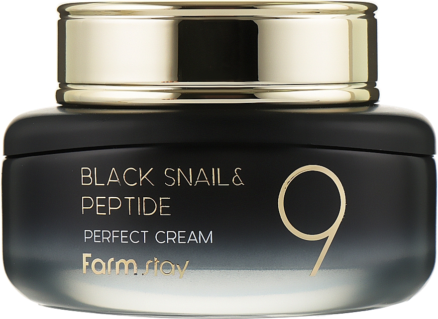 Verjüngende Gesichtscreme mit Schneckenschleim und Peptiden - FarmStay Black Snail & Peptide 9 Perfect Cream — Bild N1