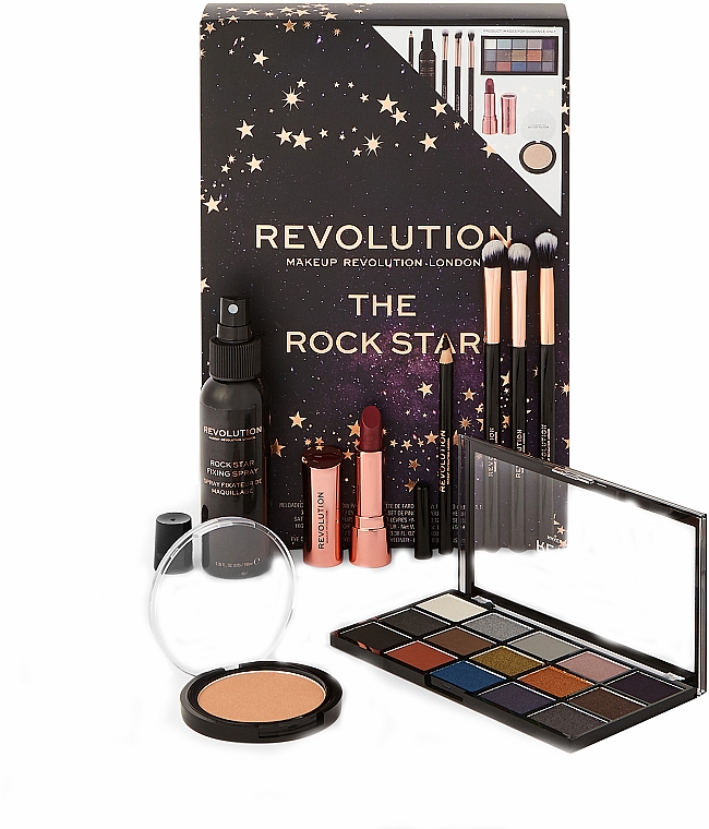 Make-up Set - Makeup Revolution The Rock Star (Lidschattenpalette 16.5g + Highlighter 6.5g + Make-up Fixierspray 100ml + Lippenstift 3.5g + Augenkonturenstift 1.2g + Pinsel 3St.) — Bild N2