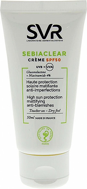 Mattierende Sonnenschutzcreme gegen Hautunreinheiten SPF 50 - SVR Sebiaclear Cream SPF 50 Mattifying Anti-Blemishes — Bild N1