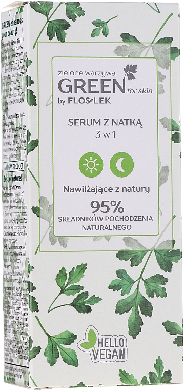 3in1 Intensiv konzentriertes Gesichts-, Hals- und Dekolleté-Serum für Tag und Nacht mit Petersilie - Floslek Green For Skin Serum — Bild N2