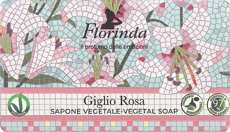 Seife rosa Lilie - Florinda Mosaici Italiani Vegetal Soap — Bild N1