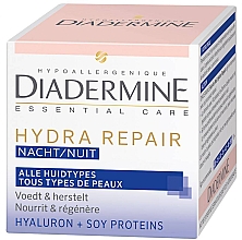 Düfte, Parfümerie und Kosmetik Feuchtigkeitsspendende und reparierende Nachtcreme mit Hyaluronsäure und Sojaprotein - Diadermine Hydra Repair Night Cream