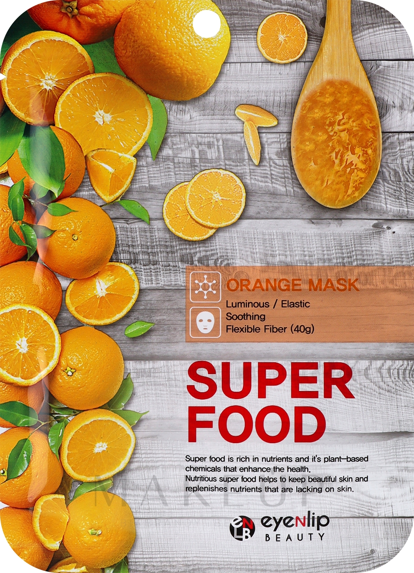 Tuchmaske für das Gesicht mit Orangenextrakt - Eyenlip Super Food Orange Mask — Bild 23 ml