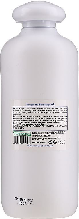 Feuchtigkeitsspendendes und erfrischendes Massageöl für den Körper mit Mandarinenöl - Hristina Professional Tangerine Massage Oil — Bild N4