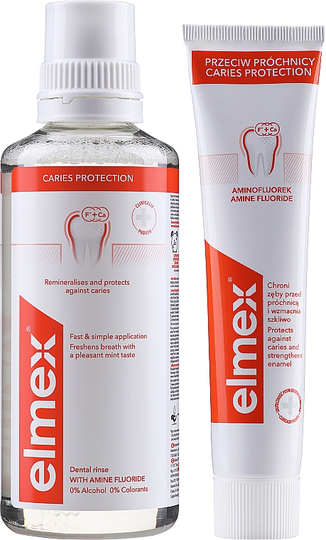 Zahnpflegeset Kariesschutz - Elmex Mouthwash Carriers Protection (Zahnspülung 400ml + Zahnpasta 75ml) — Bild N2