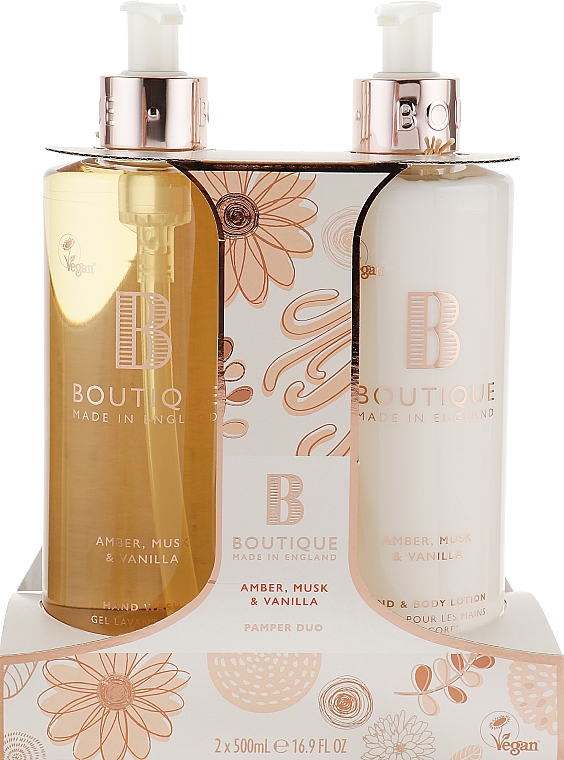 Körperpflegeset - Grace Cole Boutique Amber, Musk & Vanilla (Handwaschlotion 500ml + Körperlotion 500ml) — Bild N1