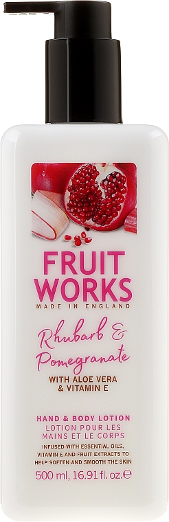 Hand- und Körperlotion mit Aloe Vera und Vitamin E - Grace Cole Fruit Works Hand & Body Lotion Rhubarb & Pomegranate — Bild N1