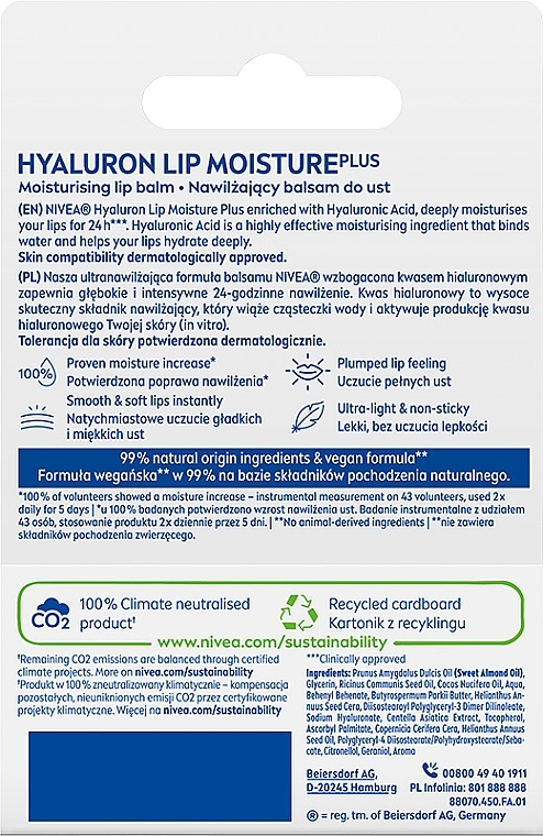 Lippenbalsam - Nivea Hyaluron Lip Moisture Plus — Bild N2