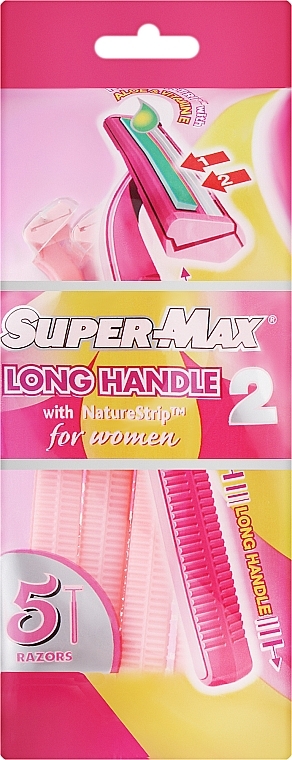 Einwegrasierer 5 St. - Super-Max Long Handle 2 For Women — Foto N1