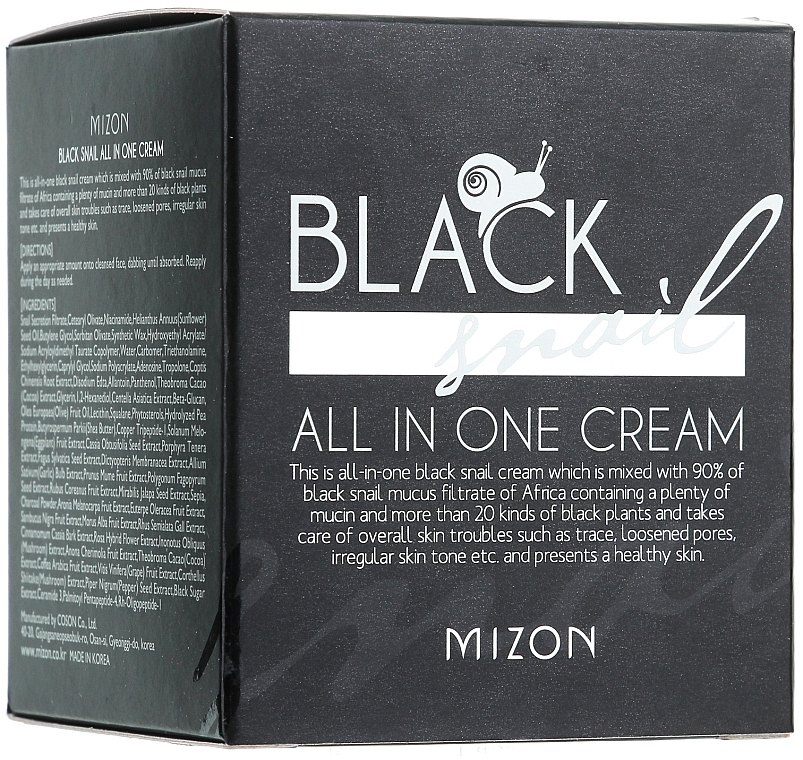 Feuchtigkeitsspendende, reparierende und porenverfeinernde Gesichtscreme mit schwarzem Schneckenfiltrat - Mizon Black Snail All In One Cream  — Bild N2