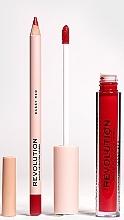 Makeup Revolution Lip Contour Kit Sassy Red (Flüssiger Lippenstift 3ml + Lippenkonturenstift 0.8g) - Lippenset — Bild N3