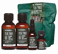 Düfte, Parfümerie und Kosmetik Set - Mr.Scrubber Tea Tree Blemish Skin Face (gel/125ml + lot/125ml + cr/55ml + oil/15ml + bag)